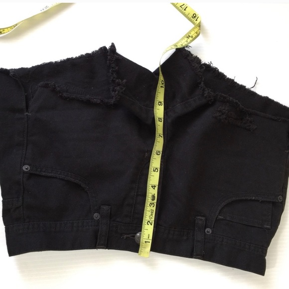 Free People Black Sharkbite Jean Shorts, 25 - Picture 6 of 8